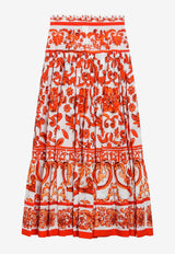 Dolce & Gabbana Majolica Print Tiered Maxi Skirt Orange F4CX0TGDDRL/T_DOLCE-S9000