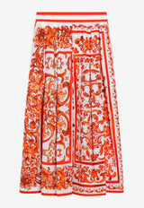 Dolce & Gabbana Majolica Print Satin Maxi Skirt Orange F4CULTGDDRL/T_DOLCE-S9000