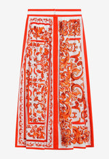 Dolce & Gabbana Majolica Print Satin Maxi Skirt Orange F4CULTGDDRL/T_DOLCE-S9000