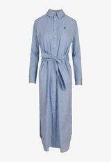 Ralph Lauren Belted Striped Midi Shirt Dress Light Blue 211A96362001_400
