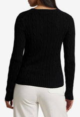 Ralph Lauren Cable Knit V-neck Sweater Black 211971870002_001