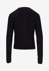 Ralph Lauren Cable Knit Logo Cardigan Black 211971868016_001