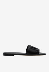 Dolce & Gabbana DG Logo Leather Slides Black CQ0436AY329/T_DOLCE-80999