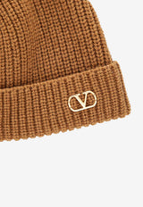 Valentino VLogo Cashmere Ribbed Beanie Beige 9Y2HB02GATZ/T_VALE-954