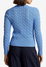 Ralph Lauren Cable Knit Logo Cardigan Light Blue 211971868009_400