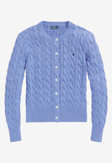Ralph Lauren Cable Knit Logo Cardigan Light Blue 211971868009_400