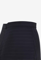 Pinstriped Wool Midi Skirt