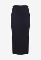 Pinstriped Wool Midi Skirt