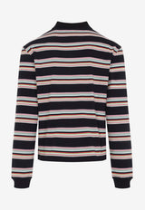 Long-Sleeved Striped Polo T-shirt
