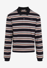 Long-Sleeved Striped Polo T-shirt