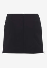 Bow Appliques Wool Mini Skirt