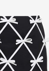 Bow Appliques Wool Mini Skirt