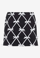 Bow Appliques Wool Mini Skirt