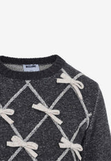 Bow Appliques Knitted Sweater