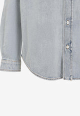 Embroidered Logo Washed Denim Shirt