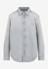 Embroidered Logo Washed Denim Shirt