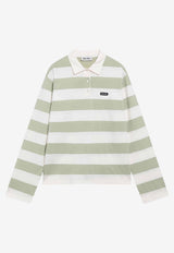 Miu Miu Long-Sleeved Stripe Polo T-shirt Green MJLA60OOO195L/T_MIU-F05KA