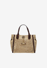 Chloé Small Iconic Tote Bag in Raffia and Leather Beige CH26AS915P08/T_CHLOE-24P