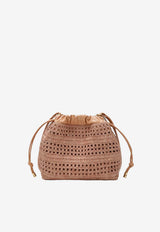 Chloé Mini Summer Banana Drawstring Raffia Bucket Bag Beige CH26AP951P08/T_CHLOE-24M