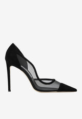 Jimmy Choo Brigitte 100 Suede and Mesh Pumps Black BRIGITTE100SMS/T_JIMCH-000074