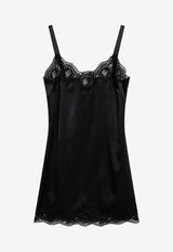 Dolce & Gabbana Lace-Trimmed Silk Sleeveless Slip Dress Black O6A00TONO13/T_DOLCE-N0000