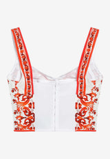 Dolce & Gabbana Majolica Print Bustier Top Orange F7BB1TGDDRJ/T_DOLCE-S9000
