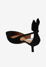 Aquazzura 50 Bow Tie Suede Pumps Black DENMIDP2SUE/T_AQUA-000