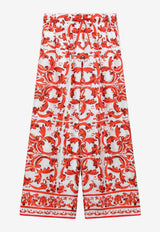 Dolce & Gabbana Majolica Print Wide-Leg Silk Pants Orange FTDBNTGDDRE/T_DOLCE-S9000