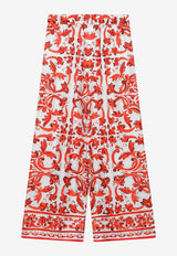 Dolce & Gabbana Majolica Print Wide-Leg Silk Pants Orange FTDBNTGDDRE/T_DOLCE-S9000