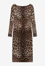 Dolce & Gabbana Leopard Print Long-Sleeved Dress Brown F6TYGTFSRKI/T_DOLCE-HY13M