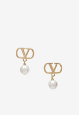 Valentino VLogo Pearl Drop Earrings Gold 9W2J0CC8UXM/T_VALE-R5G