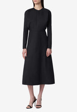 Victoria Beckham Crewneck Wool Midi Dress Gray 1124WDR005231FWO/T_VIBEC-DG