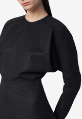 Victoria Beckham Crewneck Wool Midi Dress Gray 1124WDR005231FWO/T_VIBEC-DG