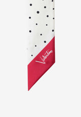 Valentino Little Stars Print Silk Bandeau Scarf White 9W2E6017NJB/T_VALE-3B6