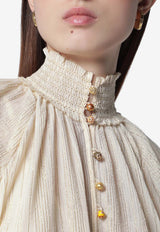 Zimmermann Aster Gathered Silk-Blend Blouse Cream 9074TSS261CO/T_ZIMM-CR