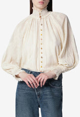 Zimmermann Aster Gathered Silk-Blend Blouse Cream 9074TSS261CO/T_ZIMM-CR