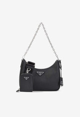 Triangle Logo Saffiano Leather Shoulder Bag