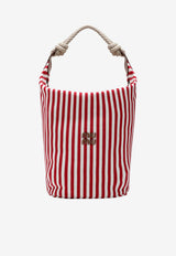 Miu Miu Striped Canvas Shoulder Bag Red 5BE107ILO2I0G/S_MIU-F0ZIZ