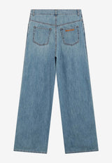 Miu Miu Straight-Leg Chambray Pants Blue GWP394193K/T_MIU-F0013