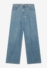 Miu Miu Straight-Leg Chambray Pants Blue GWP394193K/T_MIU-F0013