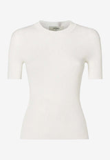 Fendi Ribbed Knit Slim Top White FZXF22AYBX/T_FENDI-F08QQ