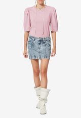 Isabel Marant Maeliss Balloon-Sleeved Blouse Pink TS0311FAA1N41I_40PI