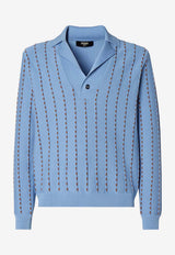 Fendi Ribbed V-neck Sweater Light Blue FZC171AWZ1/T_FENDI-F1X36