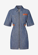 Fendi Logo Patch Chambray Denim Mini Dress Blue FLD576AW8H/T_FENDI-F0QB0
