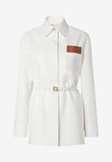 Fendi Logo Patch Belted Jacket White FJ7745AWAI/T_FENDI-F0ZNM