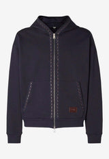 Fendi Zip-Up Hooded Sweatshirt Navy FY1360AUPB/T_FENDI-F0QB0