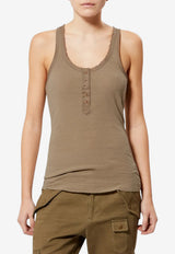 Isabel Marant Helma Ribbed Tank Top Brown TS0318FAD2K02I_50LB