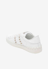 Valentino Untitled Rockstud Leather Sneakers White 9W2S0A01BHS/T_VALE-0BO