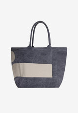 Isabel Marant Small Yenky Canvas Tote Bag Navy PM0002FBD1X07M_02FK