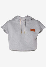 Fendi Logo Patch Cropped Top with Hood Gray FS9798AW8B/T_FENDI-F0TAZ